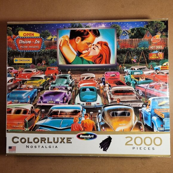 Rose Art Colorluxe Nostalgia "Drive in Date Night" 2000 Piece Puzzle COMPLETE - Picture 1 of 12